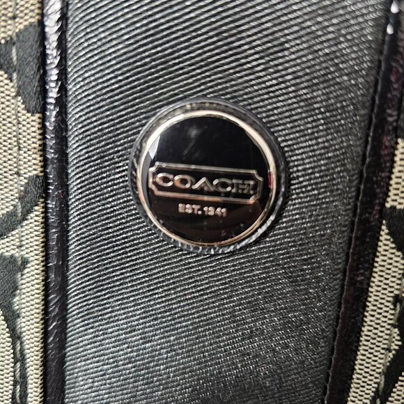 Coach SIGNATURE STRIPE Duffle Canvas Black Shoulder Crossbody Bag F21905 COA - Picture 2 of 14